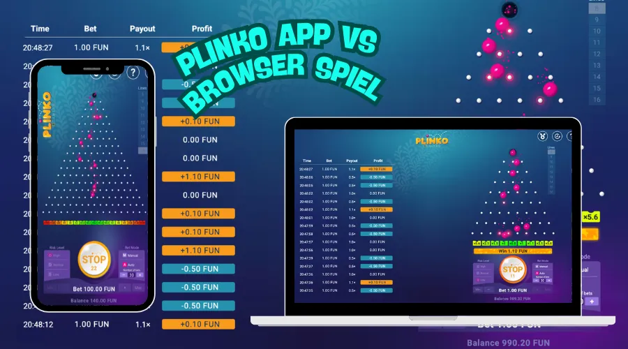 Vergleich der Plinko App mit dem Spiel über den Browser