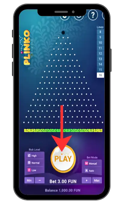 Die Kugel mit der Taste Play starten